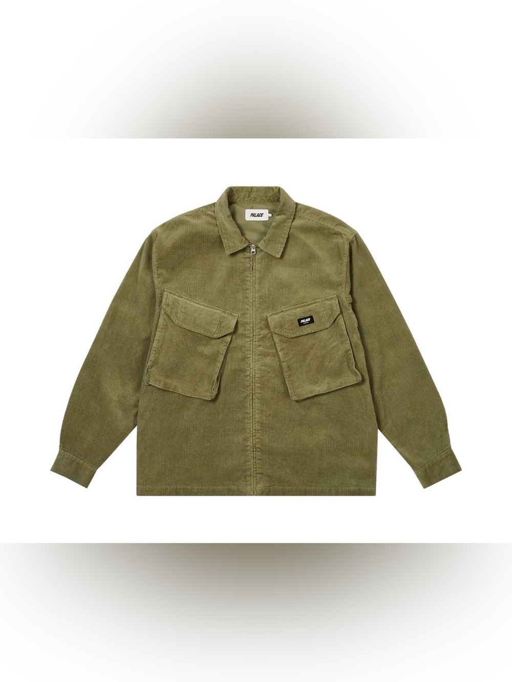 Palace Cord Pdu Overshirt Olive FW24 Green Corduroy Logo Jacket Full Zip Size XL